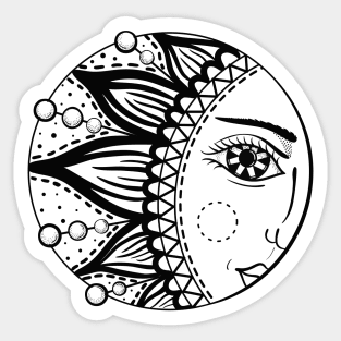 Sun. Black and white vector graphics Sticker